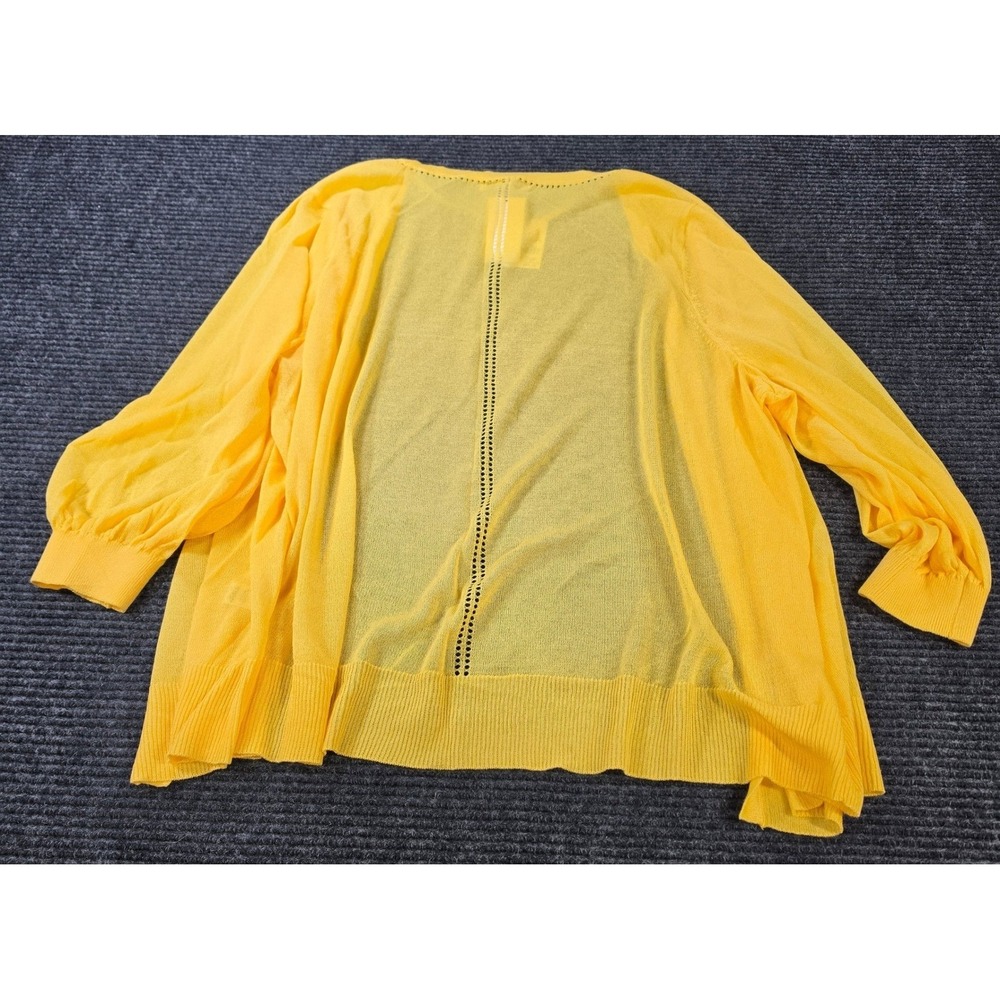 Cato Cardigan Womens 22/24W Yellow New Open Front Pointelle Knit Viscose Blend